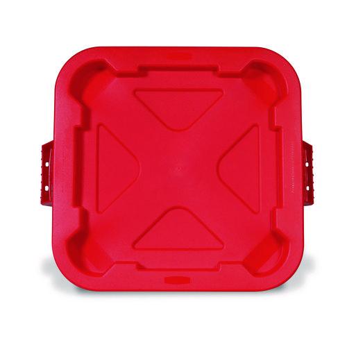 Square Brute Lid, 21.88w X 21.88d X 2.13h, Red, 6/carton
