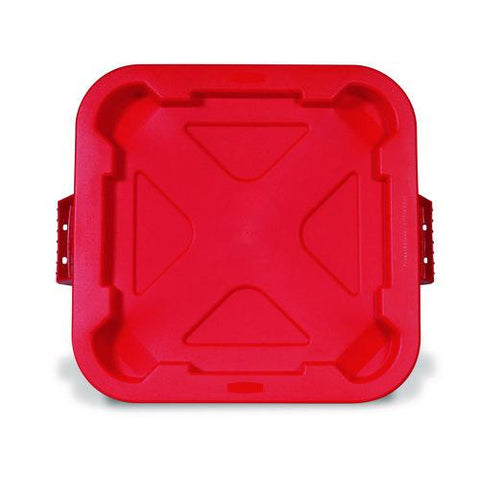 Square Brute Lid, 21.88w X 21.88d X 2.13h, Red, 6/carton