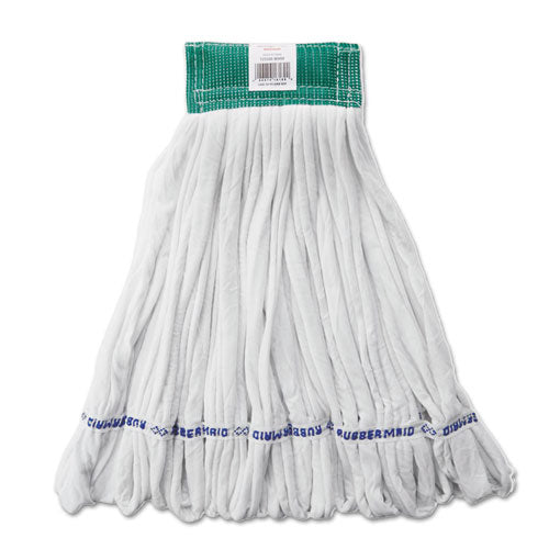 Rough Floor Mop Head, Medium, Cotton/synthetic, White, 12/carton