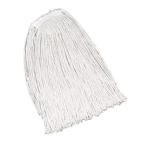 Non-launderable Economy Cotton Mop Heads, Cut-end, Cotton, White, 32 Oz, 1"  White Headband, 12/carton