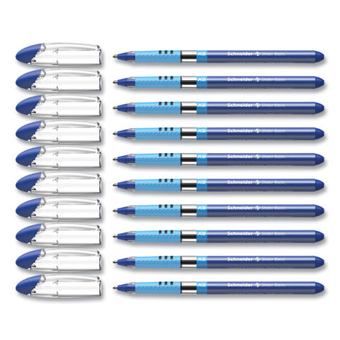 Slider Basic Ballpoint Pen, Stick, Extra-bold 1.4 Mm, Blue Ink, Blue Barrel, 10/box