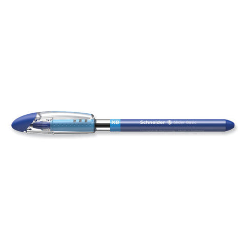 Slider Basic Ballpoint Pen, Stick, Extra-bold 1.4 Mm, Blue Ink, Blue Barrel, 10/box