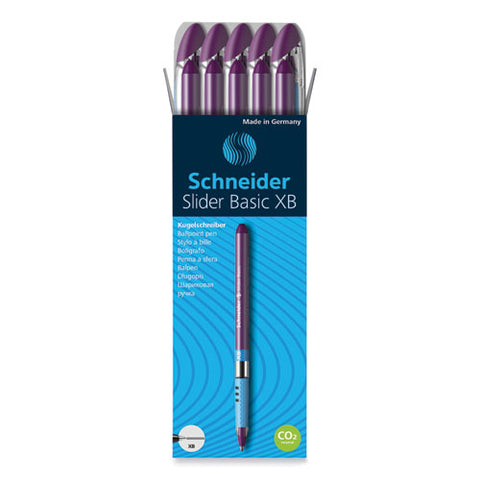 Slider Basic Ballpoint Pen, Stick, Extra-bold 1.4 Mm, Violet Ink, Violet Barrel, 10/box