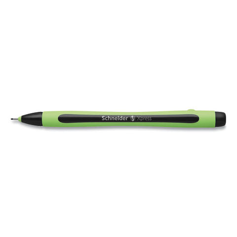 Xpress Fineliner Porous Point Pen, Stick, Medium 0.8 Mm, Black Ink, Black/green Barrel, 10/box