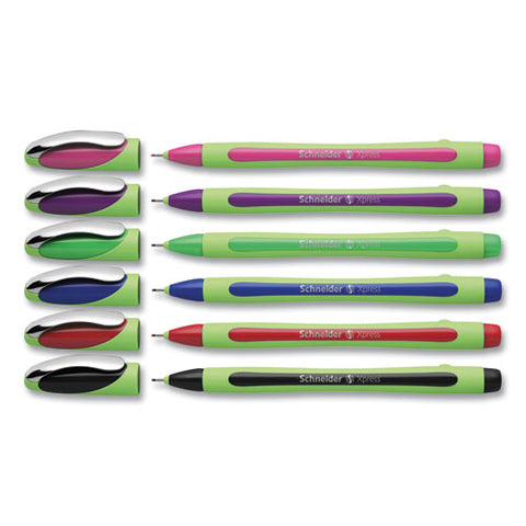 Xpress Fineliner Porous Point Pen, Stick, Fine 0.8 Mm, Assorted Ink And Barrel Colors, 6/pack