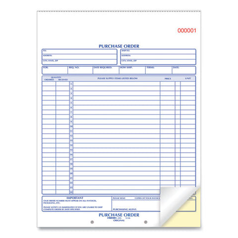 Purchase Order Book, 17 Lines, Two-part Carbonless, 8.5 X 11, 50 Forms Total