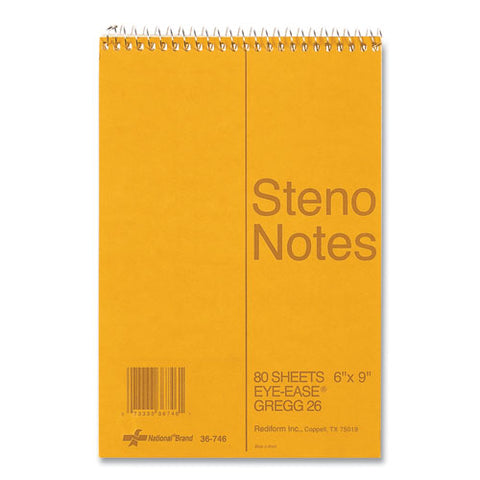 Standard Spiral Steno Pad, Gregg Rule, Brown Cover, 80 Eye-ease Green 6 X 9 Sheets