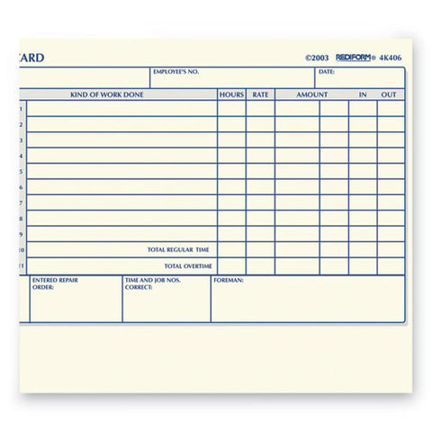 Daily Employee Time Cards, Two Sides, 4.25 X 7, 100/pad