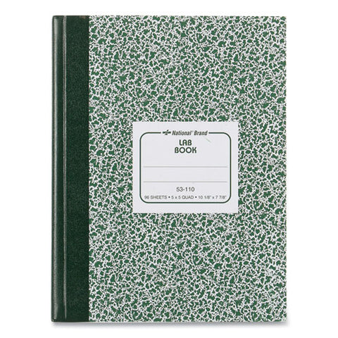 Lab Notebook, Quadrille Rule (5 Sq/in), Green Marble Cover, (96) 10.13 X 7.88 Sheets