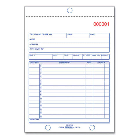 Sales Book, 15 Lines, Three-part Carbonless, 5.5 X 7.88, 50 Forms Total