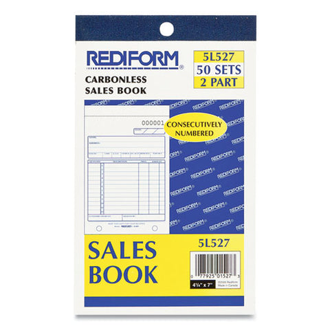 Sales Book, 12 Lines, Two-part Carbonless, 4.25 X 6.38, 50 Forms Total