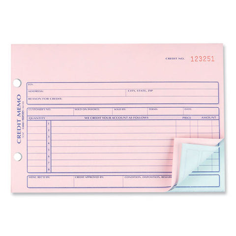 Credit Memo Book, Three-part Carbonless, 5.5 X 7.88, 50 Forms Total