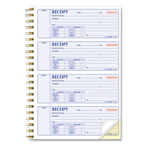 Gold Standard Money Receipt Book, Two-part Carbonless, 7 X 2.75, 4 Forms/sheet, 300 Forms Total