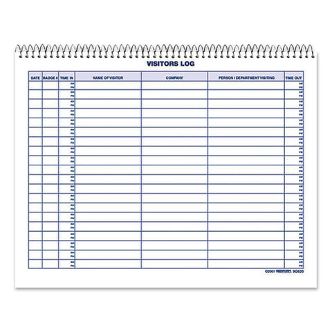 Visitors Log Book, Blue/white/red Cover, 11 X 8.5 Sheets, 50 Sheets/book