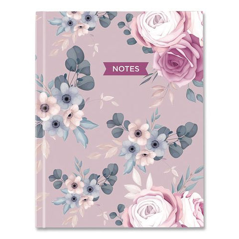 Fashion Hard Cover Notebook, 1-subject, Medium/college Rule, Lavender Floral Cover, (96) 9.25 X 7.25 Sheets