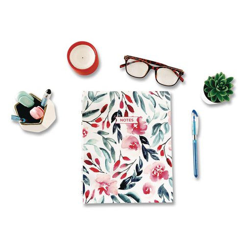Notepro Fashion Hard Cover Notebook, 1-subject, Medium/college Rule, Tranquil Blooms Cover, (96) 9.25 X 7.25 Sheets