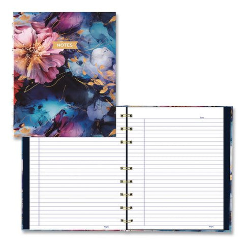 Notepro Fashion Hard Cover Notebook, 1-subject, Medium/college Rule, Midnight Floral Cover, (96) 9.25 X 7.25 Sheets