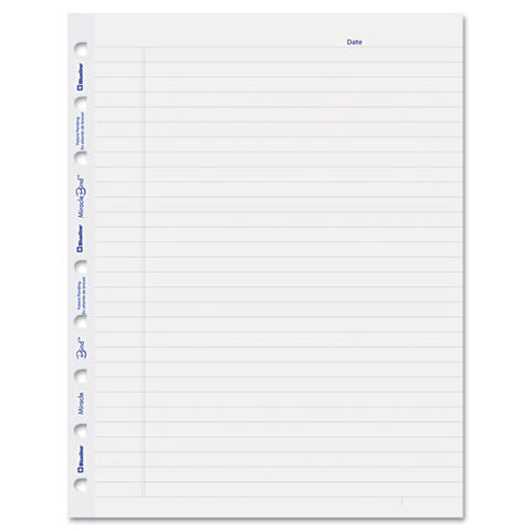 Miraclebind Ruled Paper Refill Sheets For All Miraclebind Notebooks And Planners, 9.25 X 7.25, White/blue Sheets, Undated