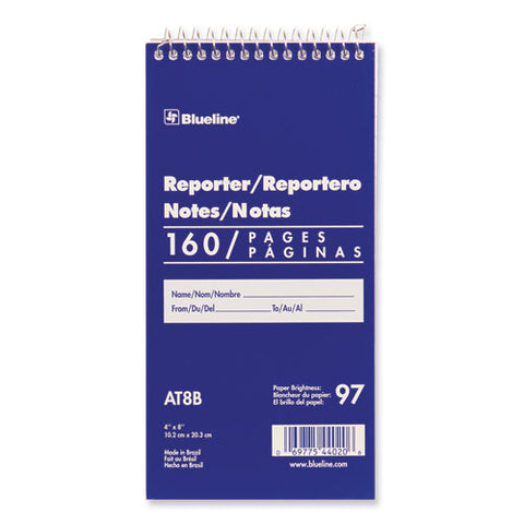 Reporters Note Pad, Medium/college Rule, Blue Cover, 80 White 4 X 8 Sheets