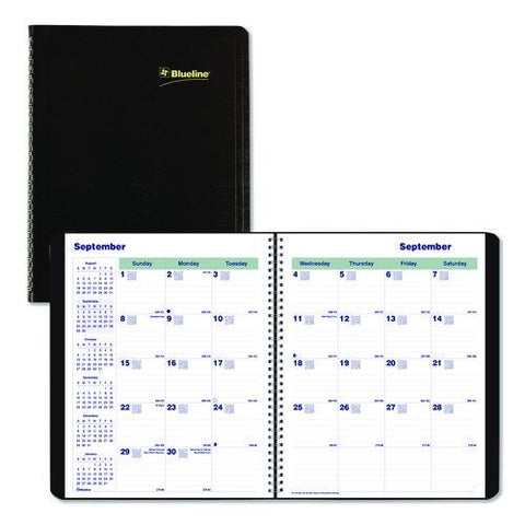 Plan And Link Monthly Planner, 9.25 X 7.25, Black Distressed Faux Leather Cover, 16-month: Sept 2024 To Dec 2025