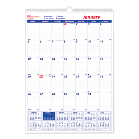 Twin-wirebound Wall Calendar, One Month Per Page, 12 X 17, White Sheets, 12-month (jan To Dec): 2025