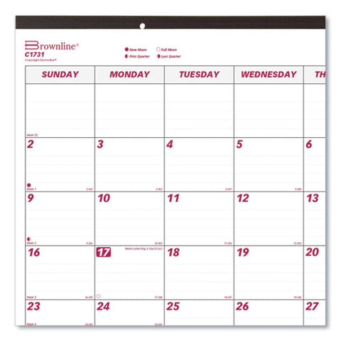 Monthly Desk Pad Calendar, 22 X 17, White/burgundy Sheets, Black Binding, Black Corners, 12-month (jan To Dec): 2025