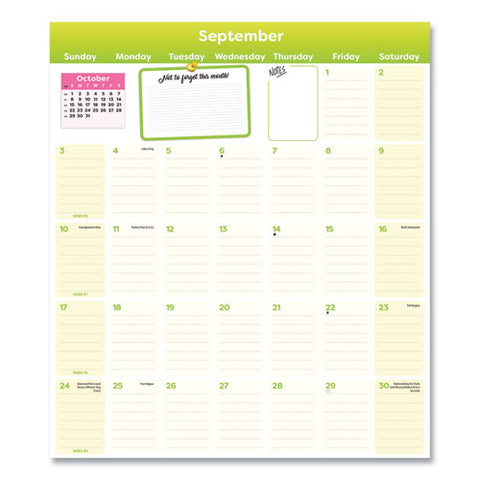 Fridge Planner Magnetized Monthly Calendar With Pads + Pencil, 14 X 13.5, Yellow/green Sheets, 17-month: Aug 2024 To Dec 2025