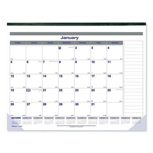 Net Zero Carbon Monthly Desk Pad Calendar, 22 X 17, White/gray/blue Sheets, Black Binding, 12-month (jan To Dec): 2025