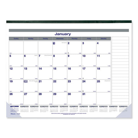 Net Zero Carbon Monthly Desk Pad Calendar, 22 X 17, White/gray/blue Sheets, Black Binding, 12-month (jan To Dec): 2025