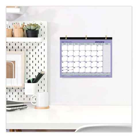 Monthly Desk Pad Calendar, 3-hole Punched, 11 X 8.5, White/blue/green Sheets, Black Binding, 12-month (jan To Dec): 2025