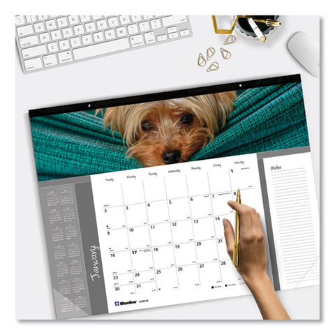 Pets Collection Monthly Desk Pad, Puppies Photography, 22 X 17, Black Binding, Clear Corners, 12-month (jan To Dec): 2025