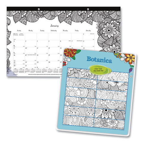 Monthly Desk Pad Calendar, Monthly Coloring Artwork, 17.75 X 10.88, Black Binding, Clear Corners, 12-month (jan To Dec): 2026