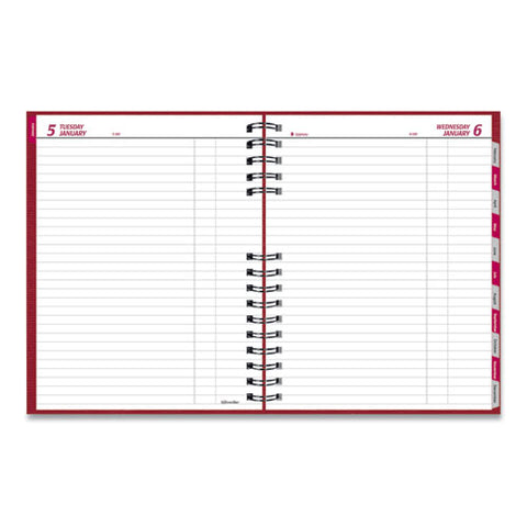 Coilpro Daily Planner, 10 X 7.88, Red Cover, 12-month (jan To Dec): 2025