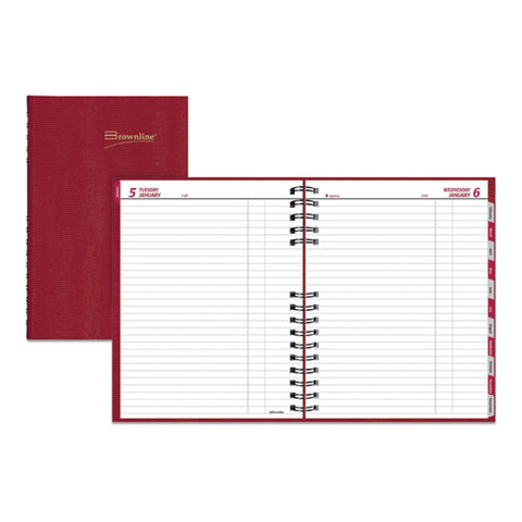 Coilpro Daily Planner, 10 X 7.88, Red Cover, 12-month (jan To Dec): 2025