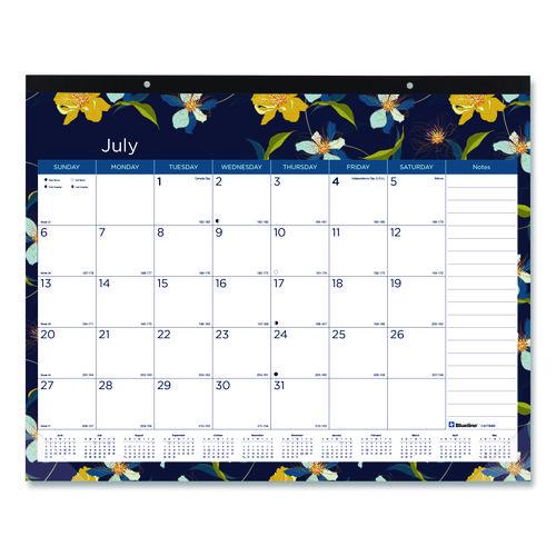 Academic 18-month Desk Pad Calendar, 22 X 17, White/multicolor Sheets, Black Headband, 18-month (july To Dec): 2024 To 2025