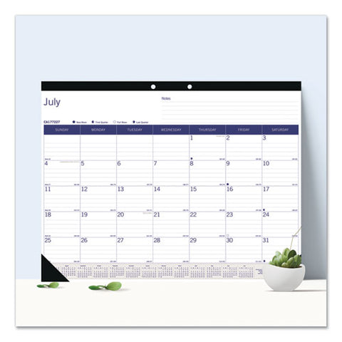 Duraglobe Academic Desk Pad Calendar, 22 X 17, White/blue/gray Sheets, Black Headband, 13-month (july To July): 2024 To 2025