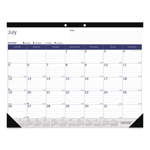 Duraglobe Academic Desk Pad Calendar, 22 X 17, White/blue/gray Sheets, Black Headband, 13-month (july To July): 2024 To 2025