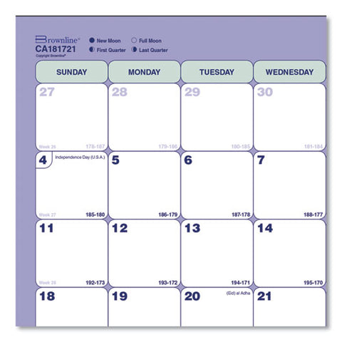 Academic 13-month Binder-insertable Desk Pad Calendar, 11 X 8.5, White/blue/green Sheets, 13-month (july To July): 2024-2025