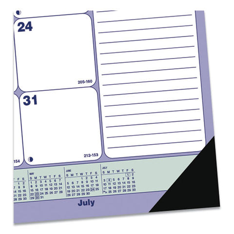 Academic 13-month Desk Pad Calendar, 21.25 X 16, White/blue/green Sheets, Black Headband, 13-month (july To July): 2024-2025