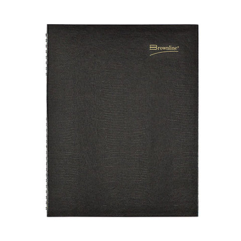 Coilpro Weekly Appointment Book In Columnar Format, 11 X 8.5, Black Lizard-look Cover, 12-month (jan To Dec): 2025