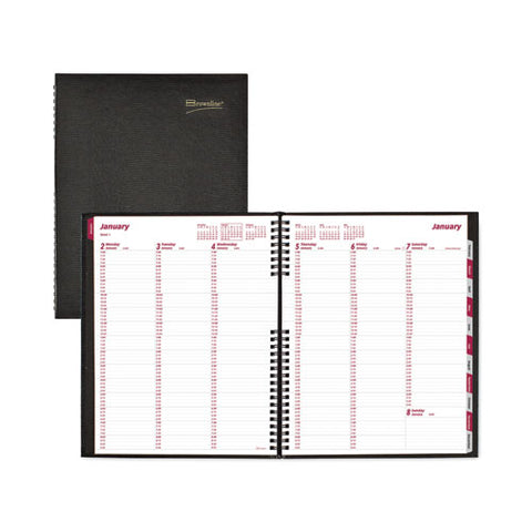 Coilpro Weekly Appointment Book In Columnar Format, 11 X 8.5, Black Lizard-look Cover, 12-month (jan To Dec): 2025