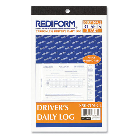 Driver's Daily Log Book, Two-part Carbonless, 8.75 X 5.38, 31 Forms Total