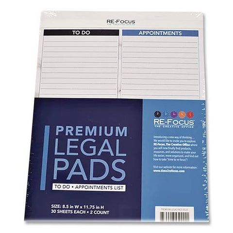 Premium Legal To-do/appointment List Pads, List Format, (30) Light Blue/dark Blue/white Marble 8.5 X 11 Sheets, 2/pack