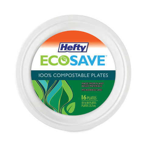 Ecosave Tableware, Plate, Bagasse, 6.75" Dia, White, 30/pack, 12 Packs/carton