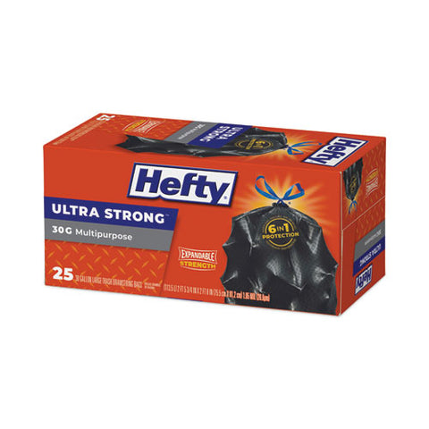 Ultra Flex Waste Bags, Drawstring, 30 Gal, 1.05 Mil, 6" X 2.1", Black, 150/carton