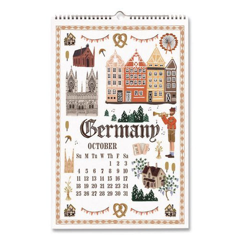 World Travel Monthly Wall Calendar, 11 X 17, Multicolor Sheets, 12-month (jan To Dec): 2026