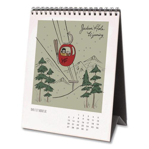 Travel Sketchbook Monthly Desk Calendar, 6 X 7.5, Travel Artwork Sheets, 12-month (jan To Dec): 2026