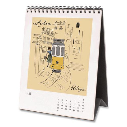 Travel Sketchbook Monthly Desk Calendar, 6 X 7.5, Travel Artwork Sheets, 12-month (jan To Dec): 2026