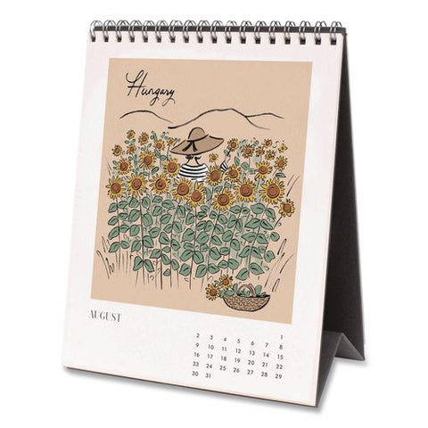 Travel Sketchbook Monthly Desk Calendar, 6 X 7.5, Travel Artwork Sheets, 12-month (jan To Dec): 2026