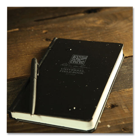 All-weather Hardbound Notebook, Universal: Narrow Rule And Quadrille Rule, Black Cover, (80) 7.25 X 4.38 Sheets